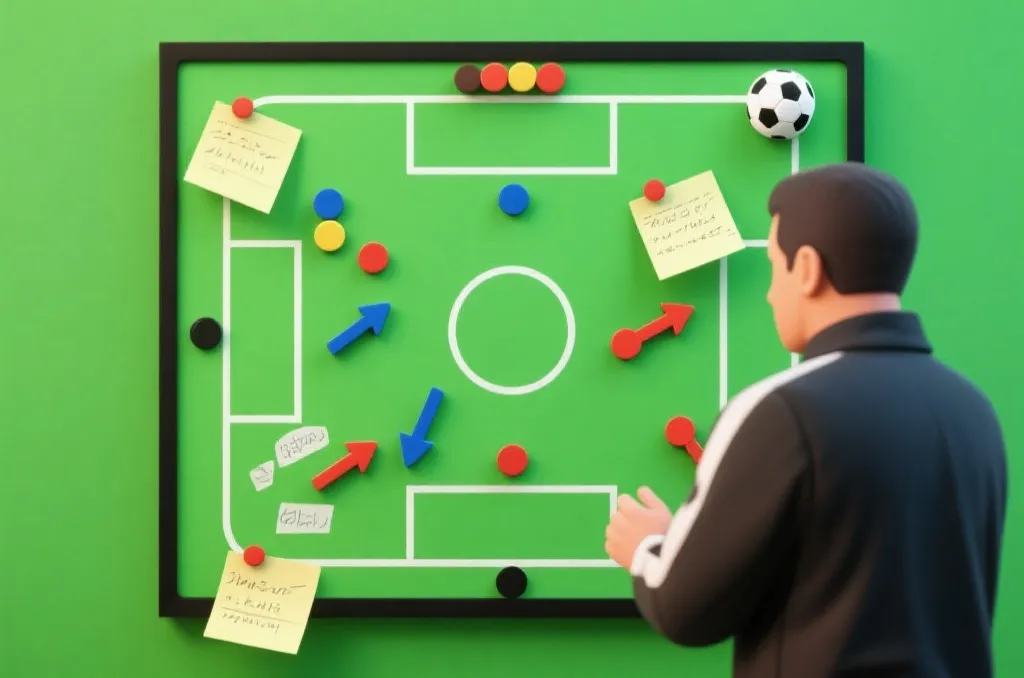 A generic soccer tactical board showing match strategy and physical endurance planning